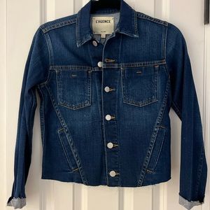 L’Agence Janelle Raw Slim Cut Denim Jacket XS